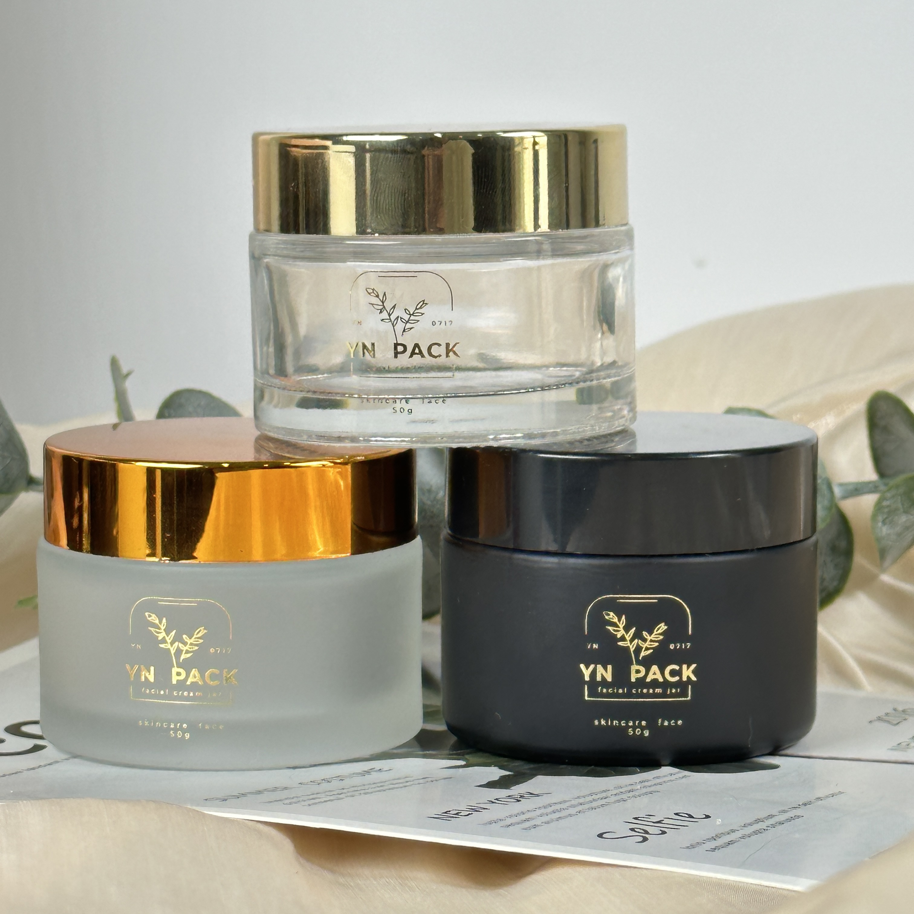 luxury glass jar Wholesa frost - Luxury Gold Skincare ulasan dan harga