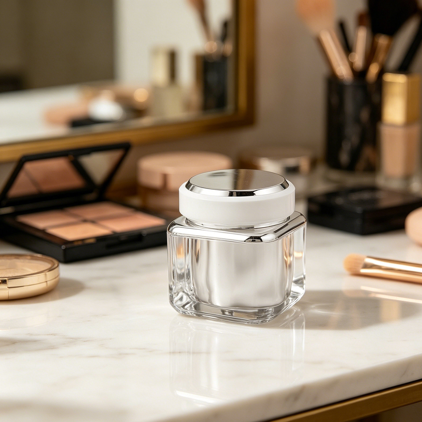 Minimalist Round Glass Skincar - Luxury Rose Skincare ulasan dan harga