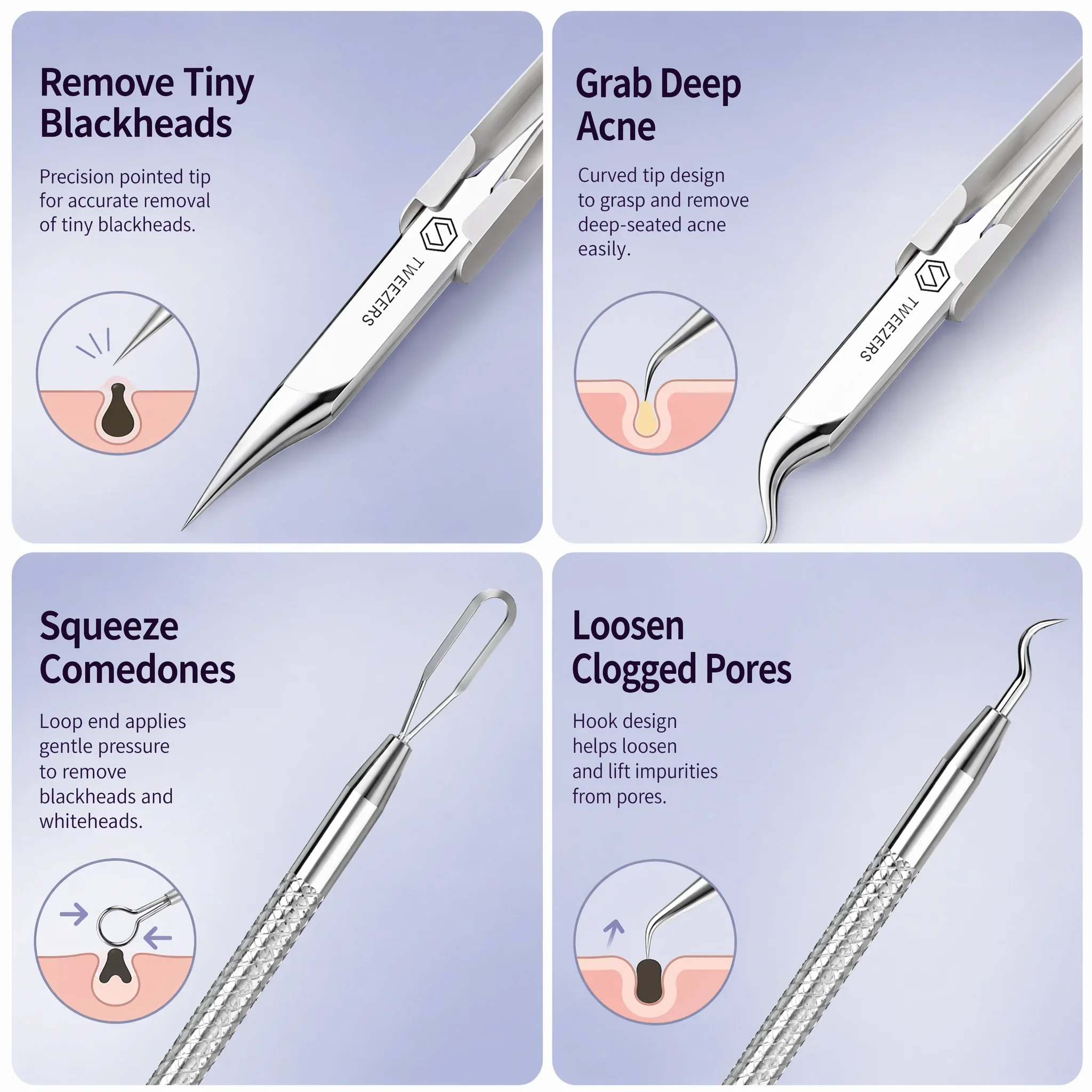 Stainless Steel Blackhead Remo - Luxury Skincare Acne ulasan dan harga